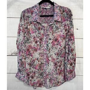 Liverpool Los Angeles Size LG Button Down Top Collar MultiColor